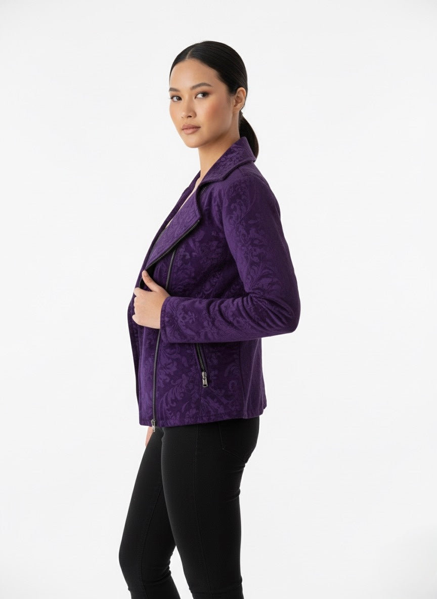 Chaqueta Biker terciopelo "Púrpura Imperial"