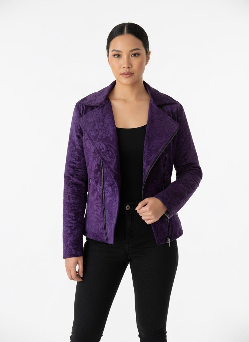 Chaqueta Biker terciopelo "Púrpura Imperial"