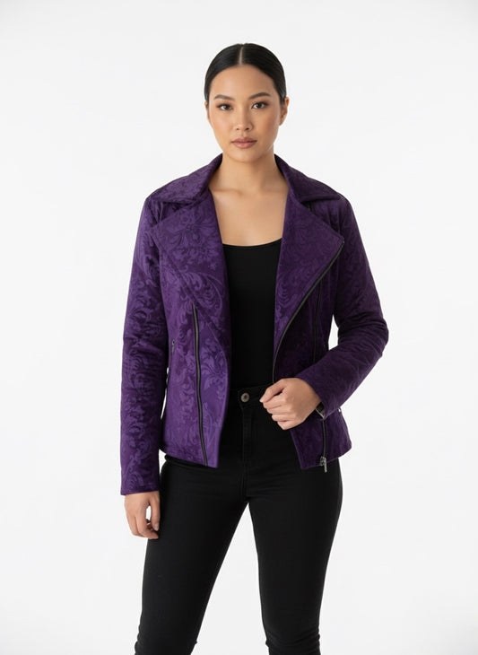 Chaqueta Biker terciopelo "Púrpura Imperial"