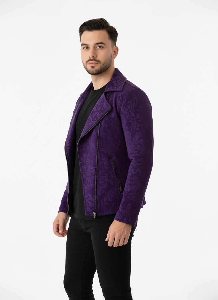 Chaqueta Biker terciopelo "Púrpura Imperial"