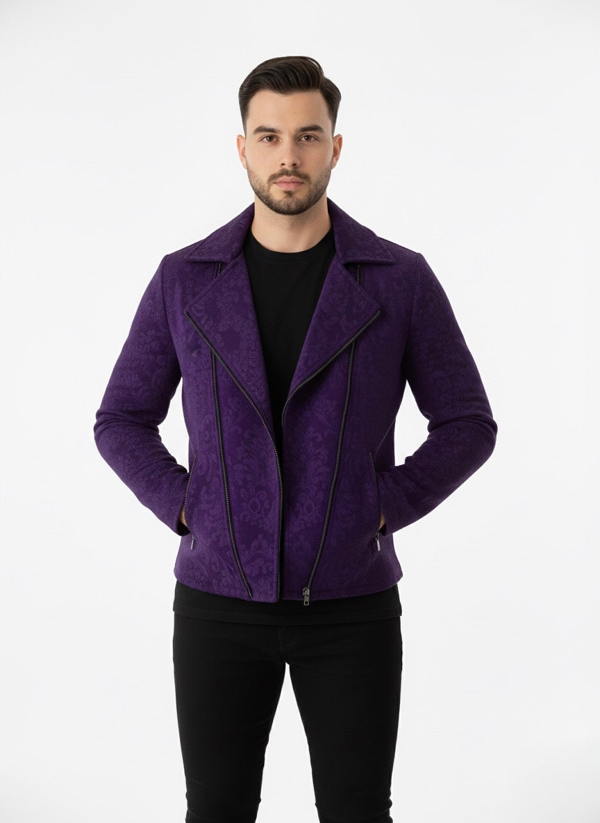 Chaqueta Biker terciopelo "Púrpura Imperial"